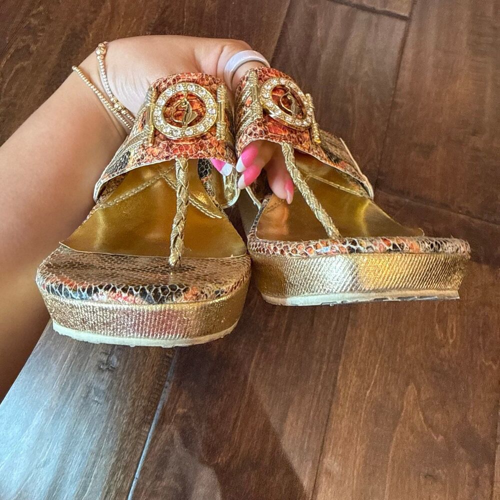 Vintage Y2K Baby Phat Wedge Sandals size 6 Coconut Girl Summer Clubwear - Picture 5 of 8